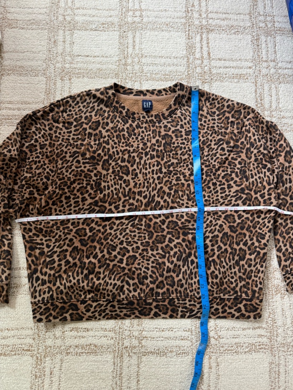 GAP VintageSoft Wedge Crewneck Sweatshirt - Leopard Brown - XL
